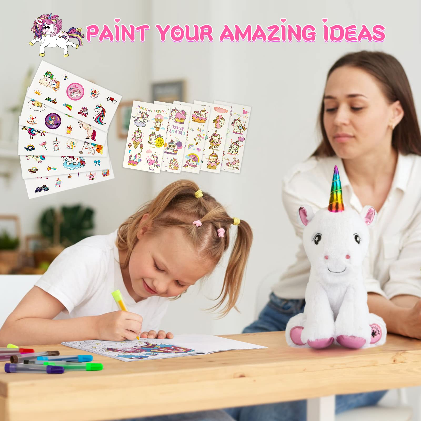 Foto 6 pulgar | Venta Internacional - Set De Regalo Perryhome Unicorn Para Niñas Con Peluche, Libro Para Colorear