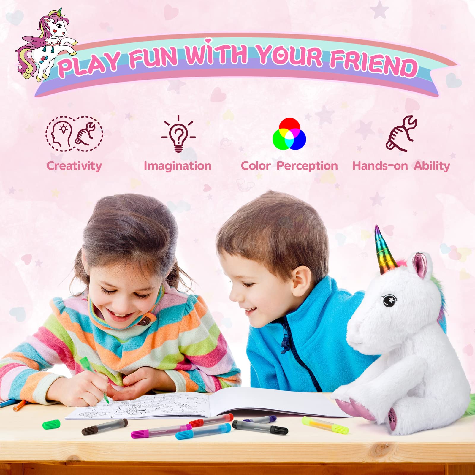 Foto 6 | Venta Internacional - Set De Regalo Perryhome Unicorn Para Niñas Con Peluche, Libro Para Colorear