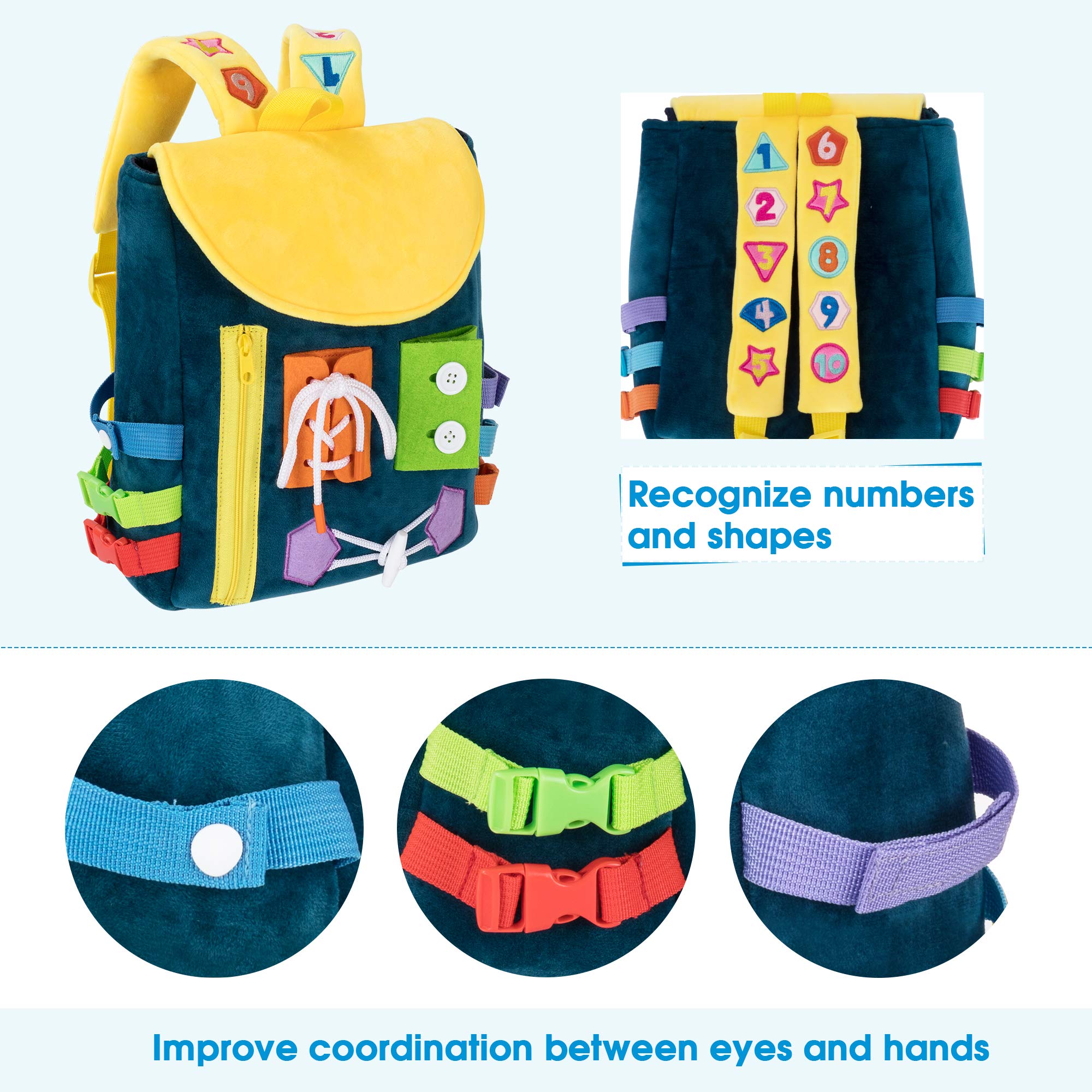 Foto 2 | Venta Internacional - Mochila Para Niños Pequeños Busy Board, White Dolphin Toys, Azul Marino