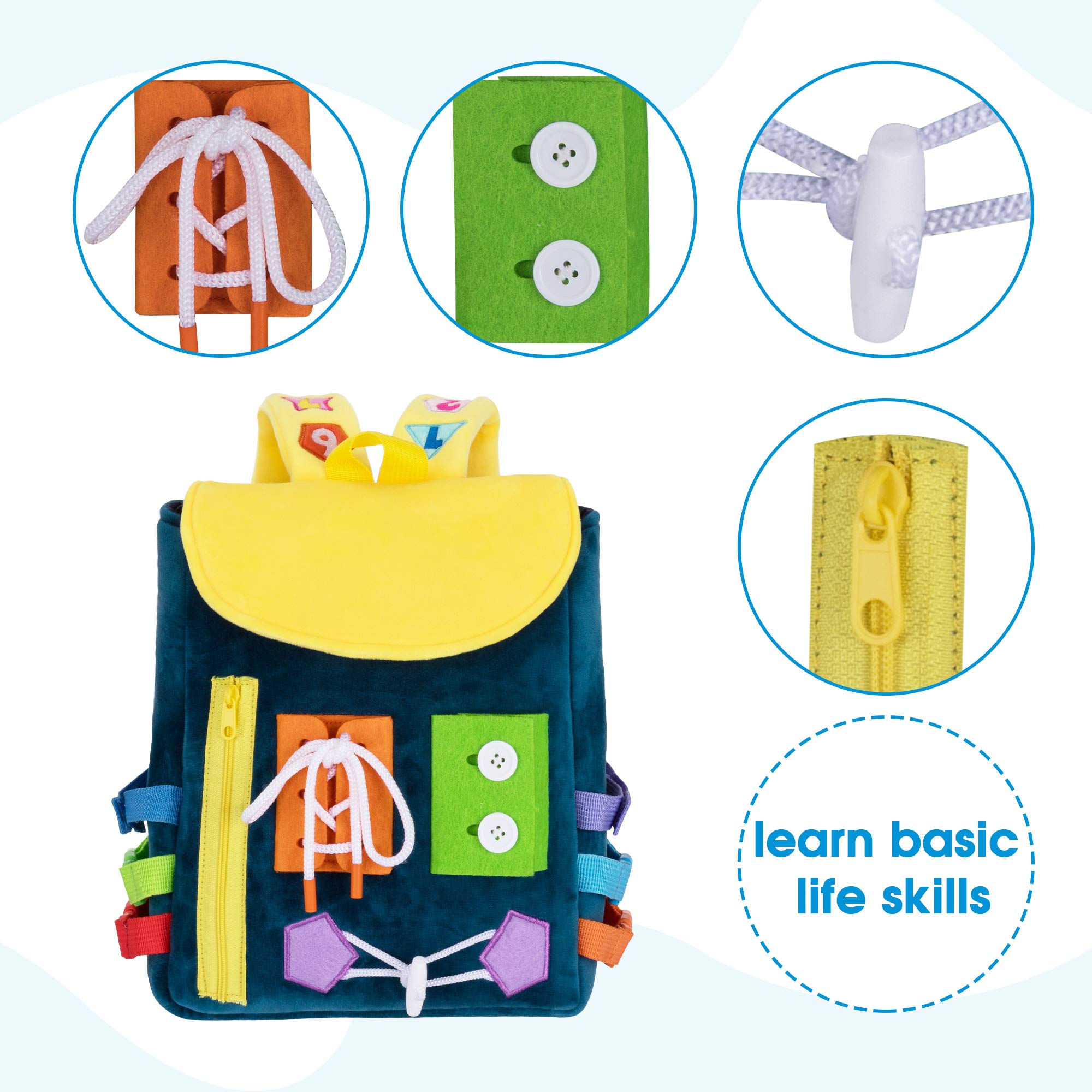 Foto 4 pulgar | Venta Internacional - Mochila Para Niños Pequeños Busy Board, White Dolphin Toys, Azul Marino