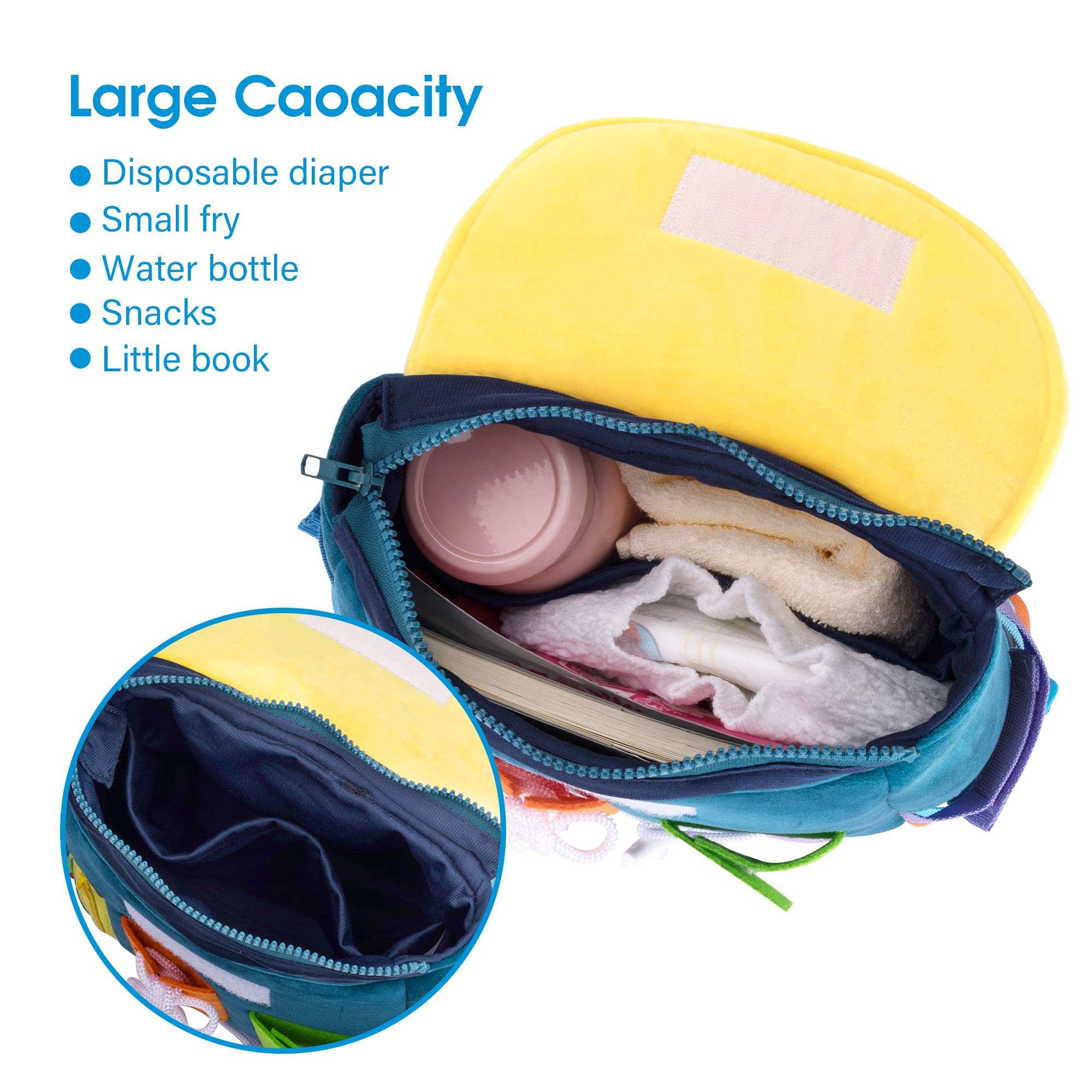 Foto 5 pulgar | Venta Internacional - Mochila Para Niños Pequeños Busy Board, White Dolphin Toys, Azul Marino