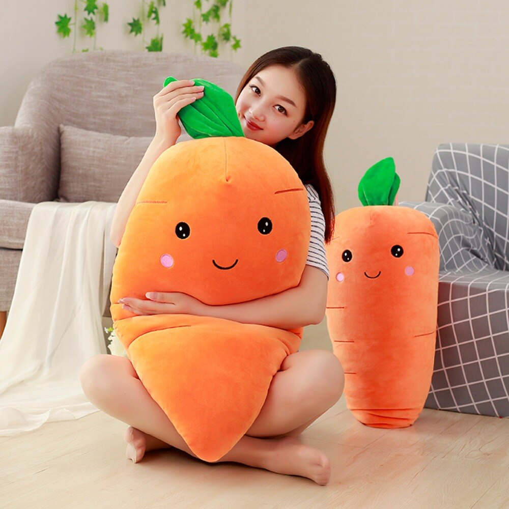 Foto 6 pulgar | Almohada De Peluche Con Forma De Zanahoria, Rellena De Plantas Y Frutas, 55 Cm - Venta Internacional.