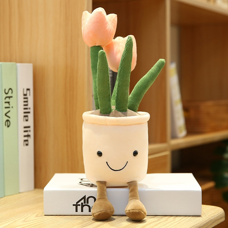 Foto 2 pulgar | Planta De Tulipán Artificial En Maceta De Peluche De 35 Cm Para Niños De 8 A 15 Años - Venta Internacional.