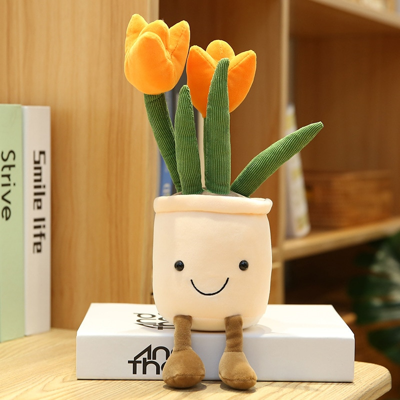 Foto 4 pulgar | Planta De Tulipán Artificial En Maceta De Peluche De 35 Cm Para Niños De 8 A 15 Años - Venta Internacional.
