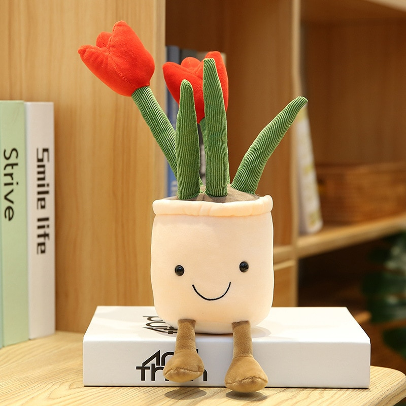 Foto 6 pulgar | Planta De Tulipán Artificial En Maceta De Peluche De 35 Cm Para Niños De 8 A 15 Años - Venta Internacional.