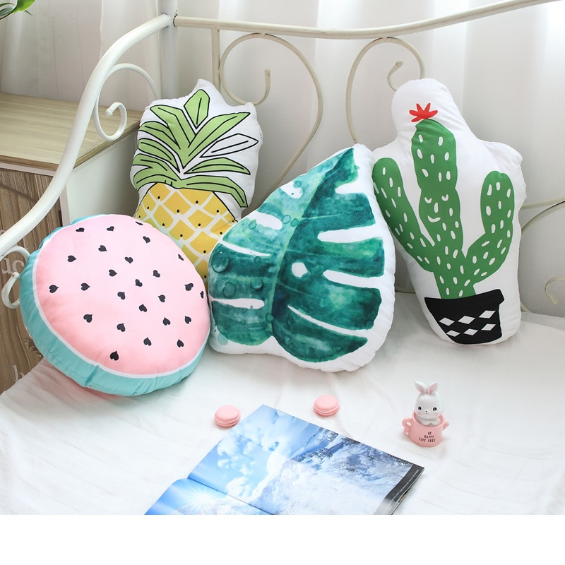 Foto 3 pulgar | Decoración De Almohada De Felpa Con Forma De Piña, Sandía Y Cactus - Venta Internacional.