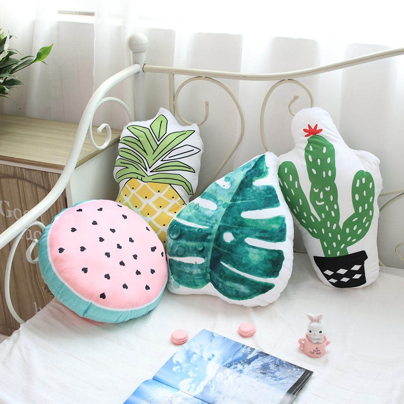 Foto 4 pulgar | Decoración De Almohada De Felpa Con Forma De Piña, Sandía Y Cactus - Venta Internacional.