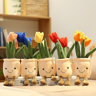 Foto 2 | Planta De Tulipán Artificial En Maceta De Peluche De 35 Cm Para Niños De 8 A 15 Años - Venta Internacional.