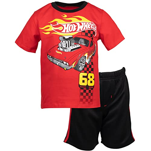Foto 2 pulgar | Hot Wheels Conjunto De Camiseta Gráfica Y Pantalones Cortos De Malla Para Niño Niño Negro/rojo 4t - Venta Internacion