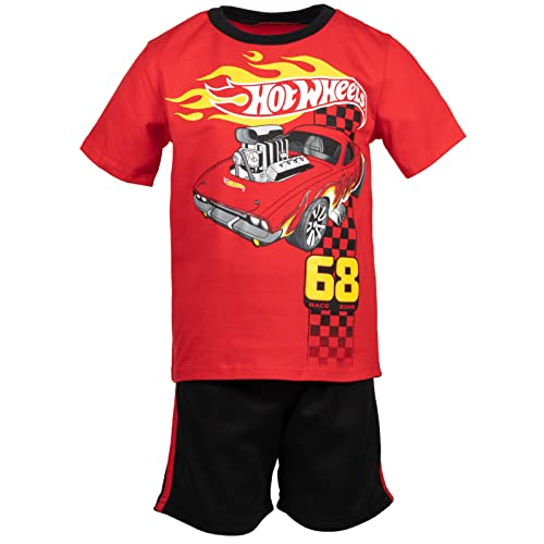 Foto 7 pulgar | Hot Wheels Conjunto De Camiseta Gráfica Y Pantalones Cortos De Malla Para Niño Niño Negro/rojo 4t - Venta Internacion