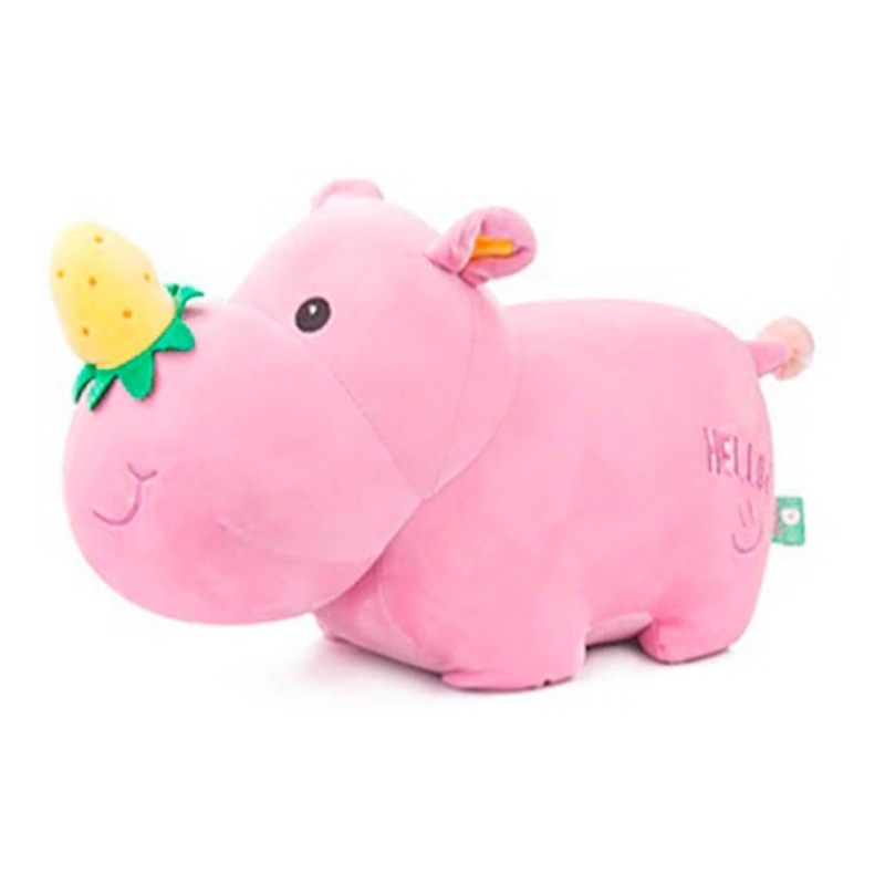 Peluche De Rinoceronte Con Fruta De Peluche Con Nariz Rosada Para Todas Las Edades - Venta Internacional.