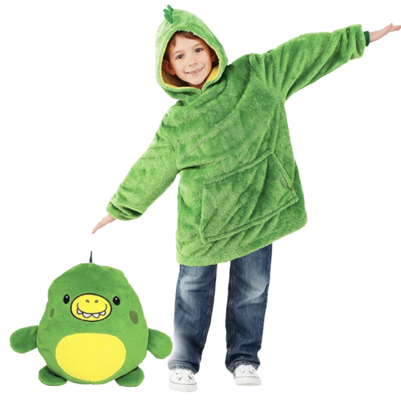 Foto 2 pulgar | Sudadera De Felpa De Felpa Con Capucha, Color Verde Dinosaurio, Para Niños - Venta Internacional.