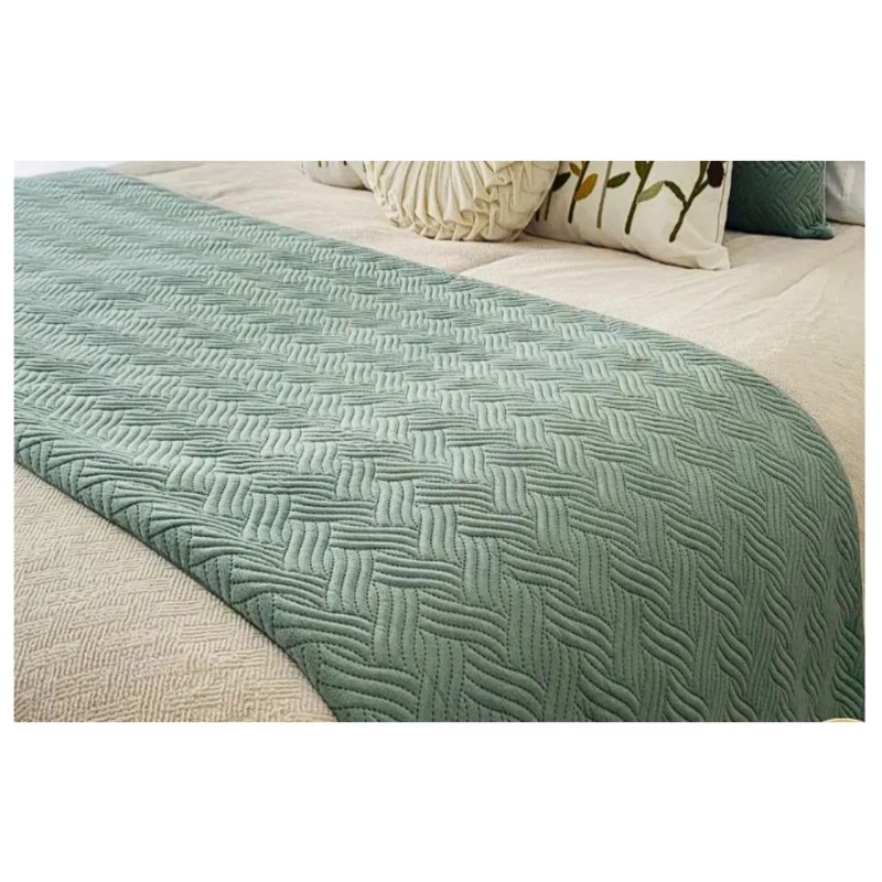 Manta Piecera Con Diseño De Felpa, Color Menta, 210 X 70 Cm, Para Cama King O 2 Personas - Venta Internacional.