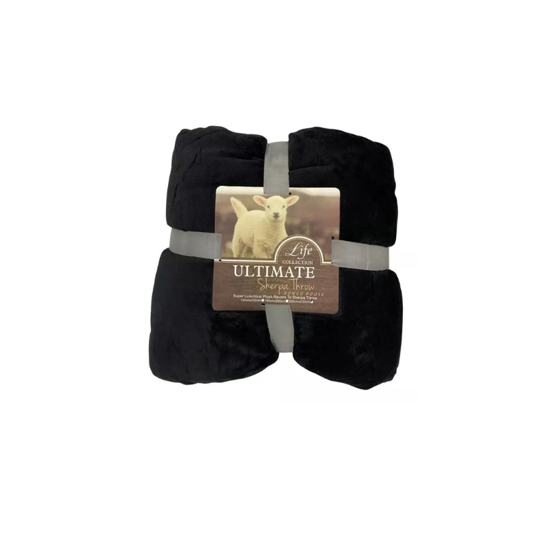 Foto 2 pulgar | Manta Polar Térmica De Felpa Con Chiporro De 2 Plazas, Color Negro - Venta Internacional.