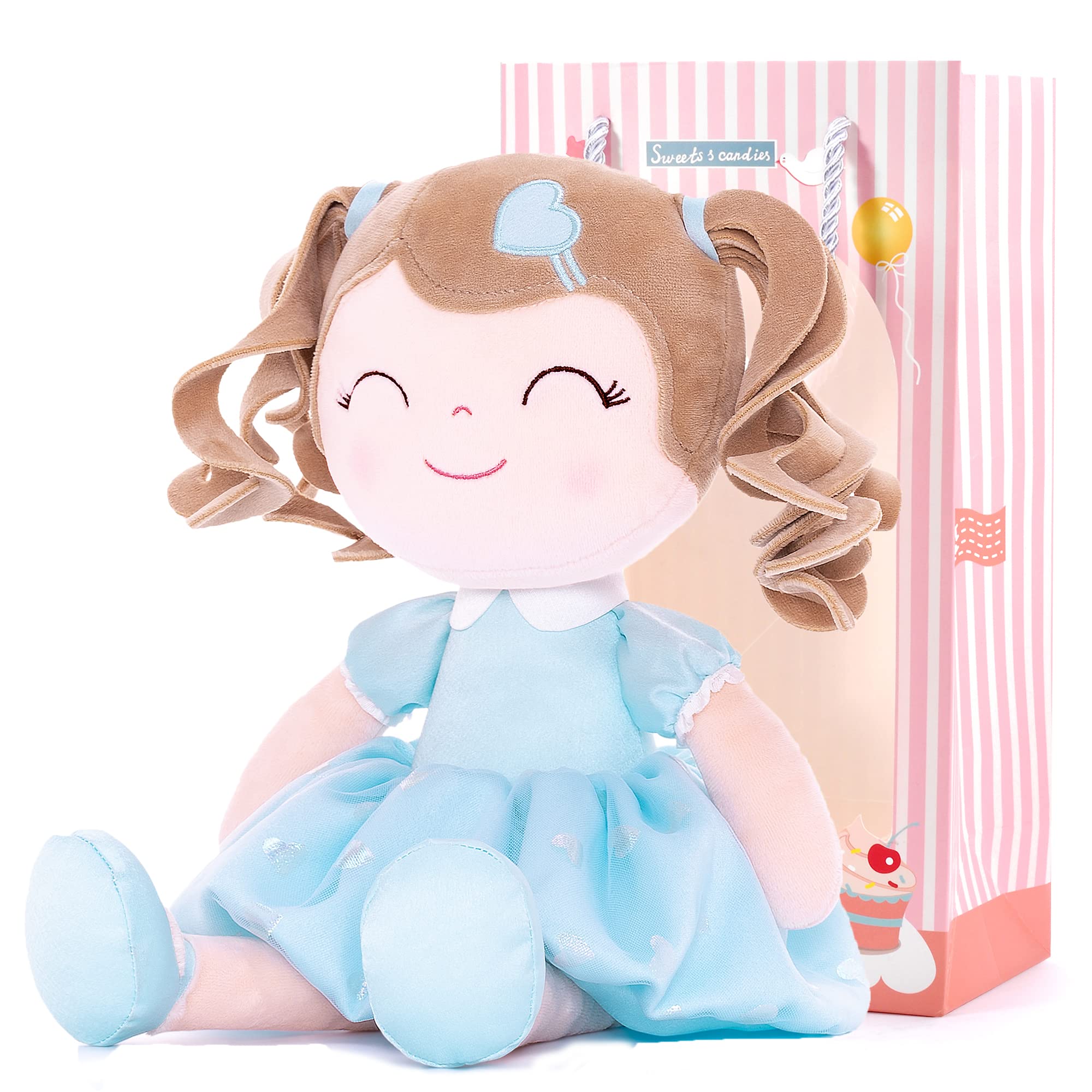 Foto 1 | Muñeca De Peluche Gloveleya Curly Girl De 16 Pulgadas, Color Azul, Con Bolsa De Regalo - Venta Internacional.