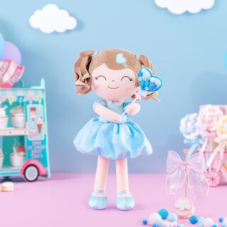 Foto 3 | Muñeca De Peluche Gloveleya Curly Girl De 16 Pulgadas, Color Azul, Con Bolsa De Regalo - Venta Internacional.
