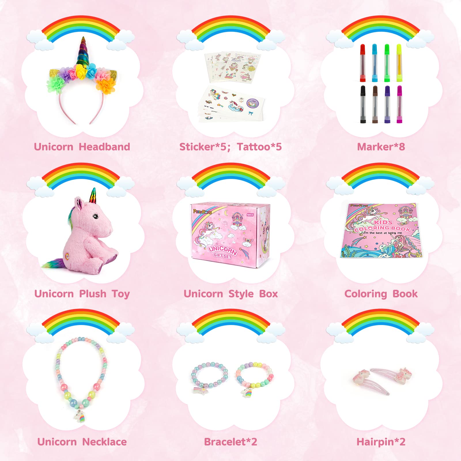 Foto 2 | Set De Regalo Perryhome Unicorn Para Niñas Con Peluche, Libro Para Colorear - Venta Internacional.