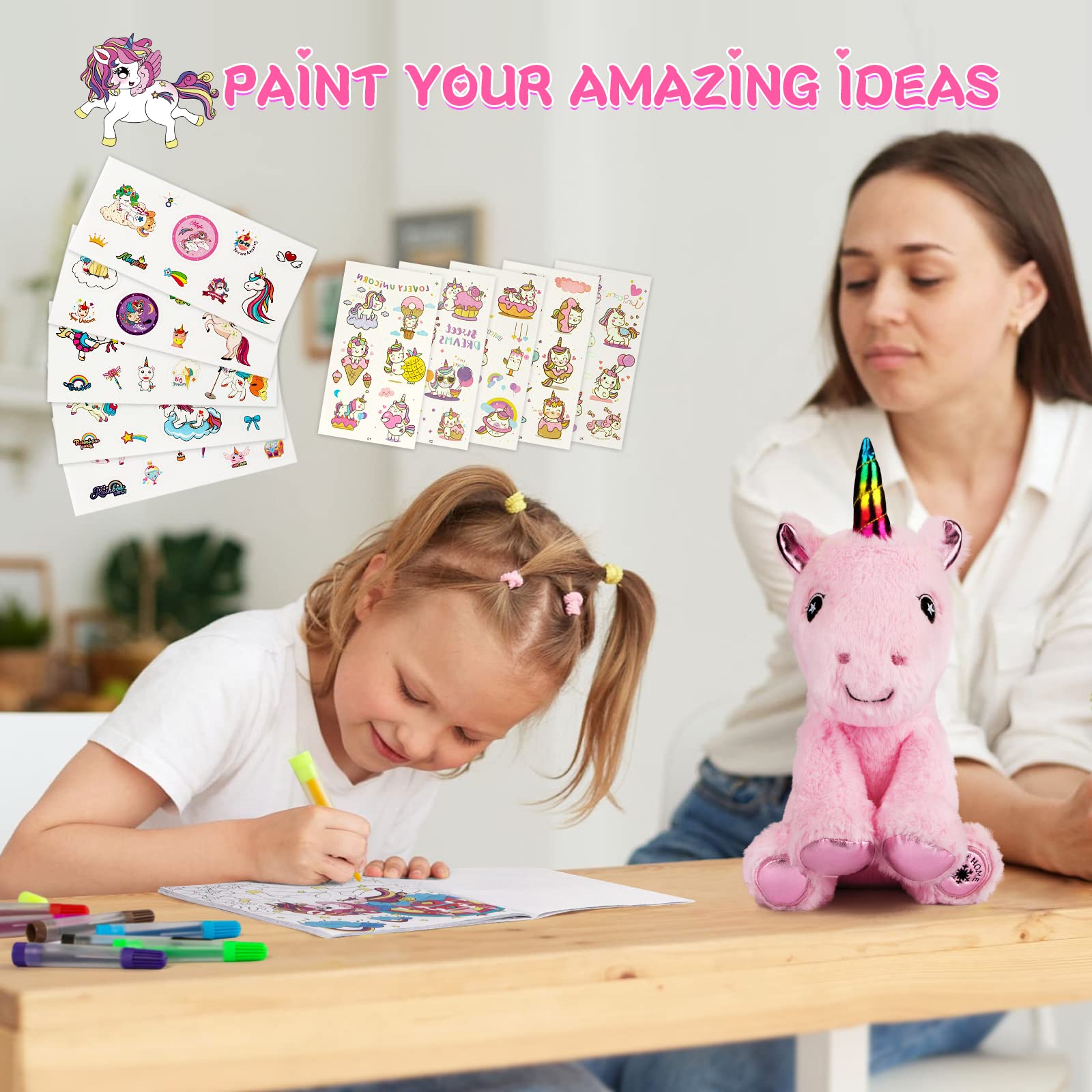 Foto 6 pulgar | Set De Regalo Perryhome Unicorn Para Niñas Con Peluche, Libro Para Colorear - Venta Internacional.