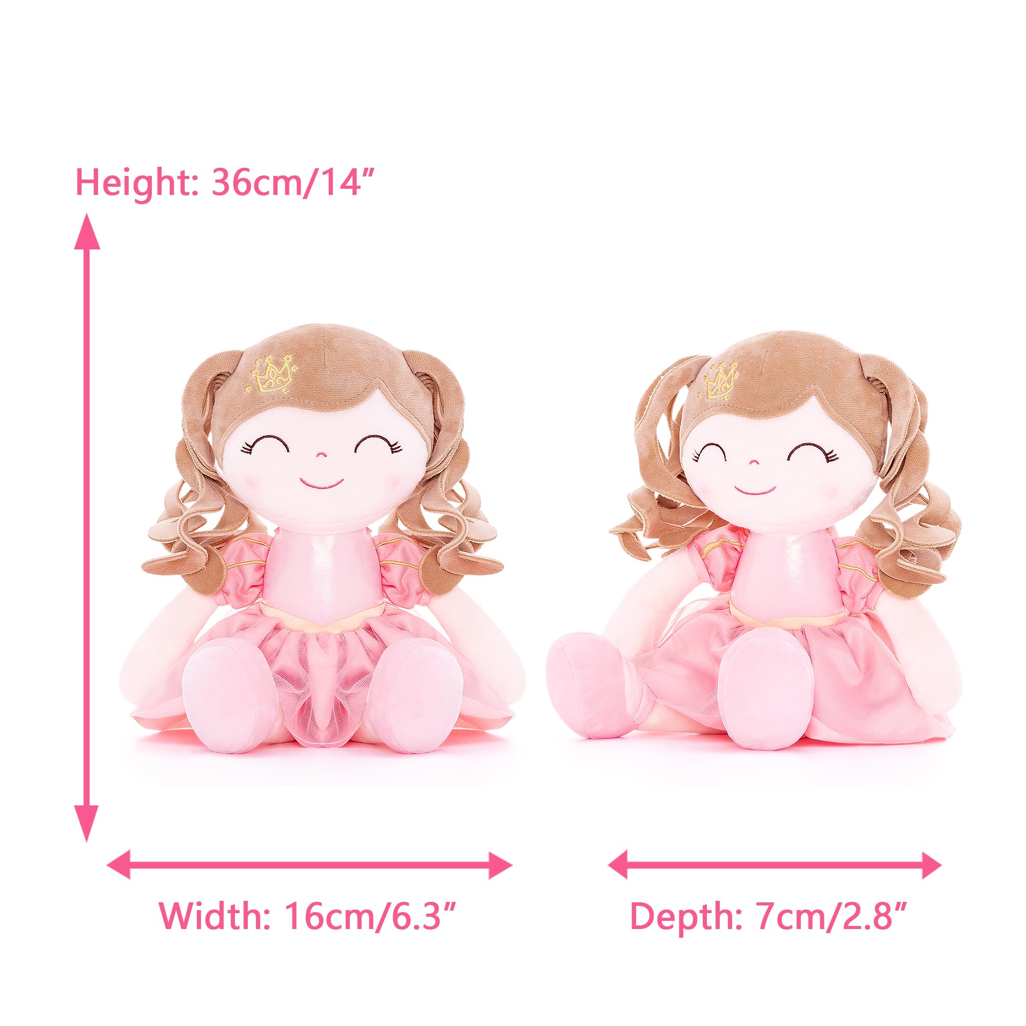 Foto 3 pulgar | Muñeca de Peluche Gloveleya para Niña con Corona de Princesa Rosa 14 cm - Venta Internacional