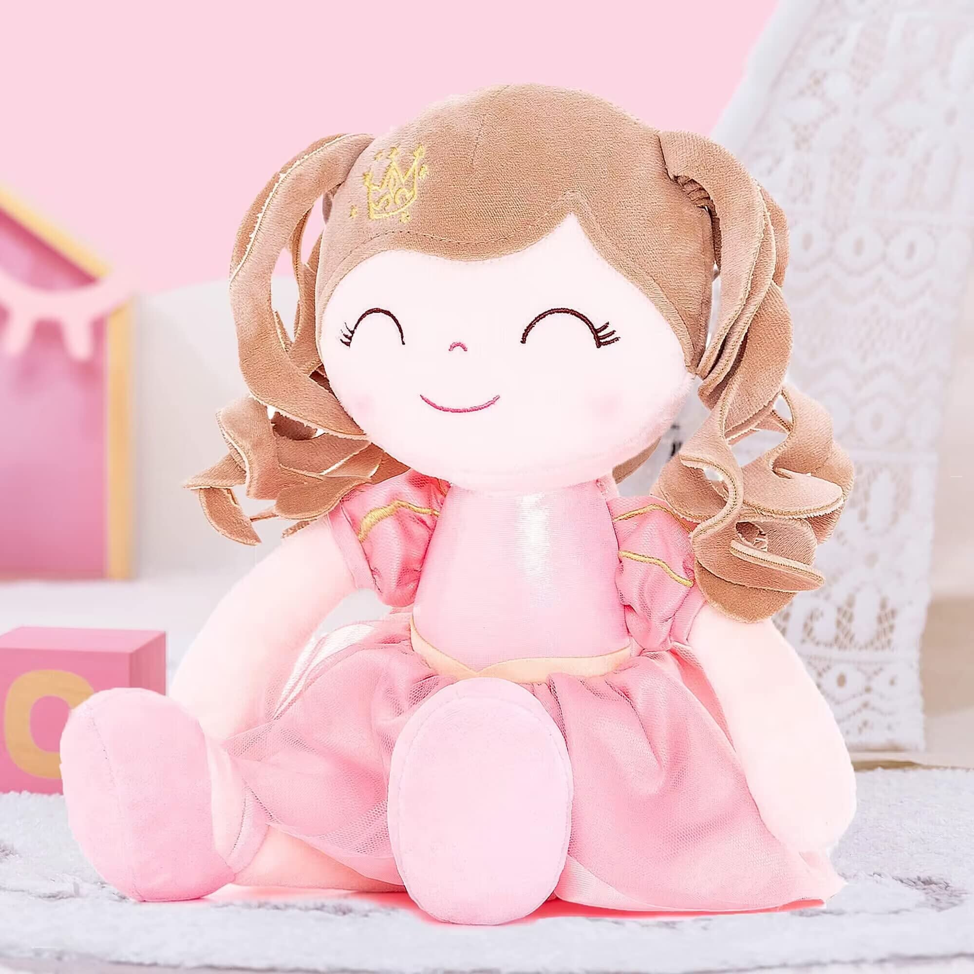 Foto 6 pulgar | Muñeca de Peluche Gloveleya para Niña con Corona de Princesa Rosa 14 cm - Venta Internacional