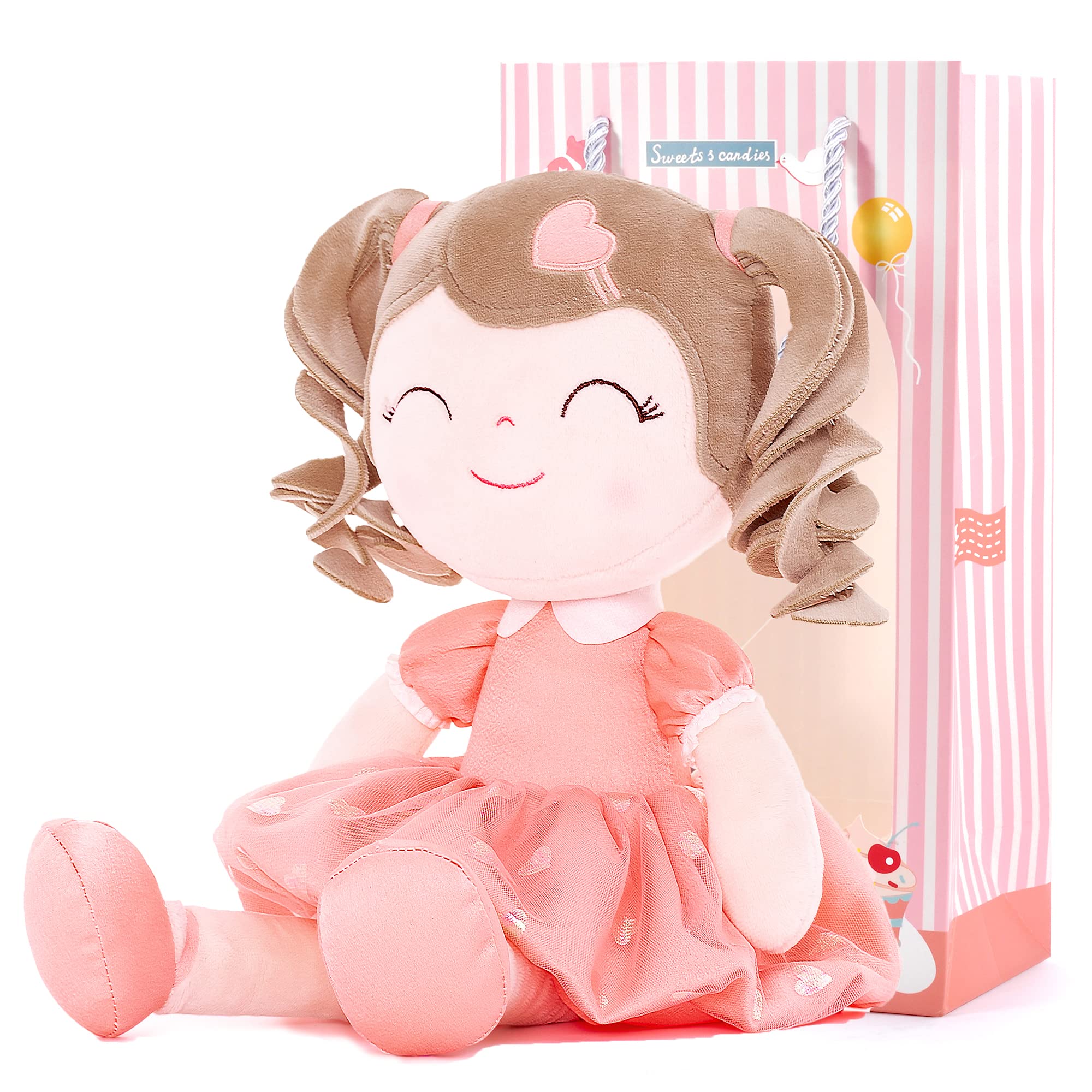 Muñeca De Peluche Gloveleya Curly Girl 16 Naranja Con Bolsa De Regalo - Venta Internacional.