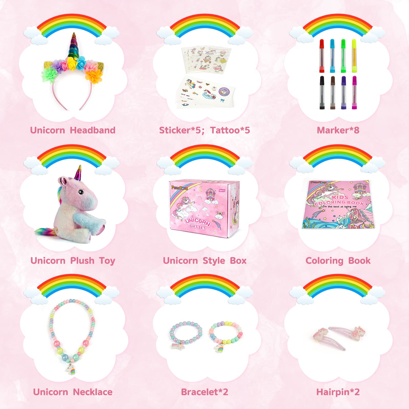 Foto 3 pulgar | Set De Regalo Perryhome Unicorn Para Niñas Con Peluche, Libro Para Colorear - Venta Internacional.