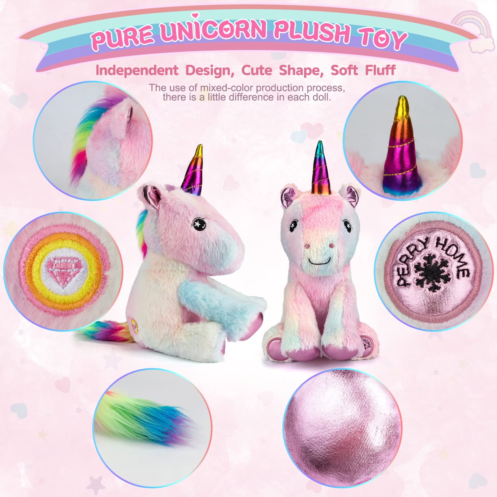 Foto 3 | Set De Regalo Perryhome Unicorn Para Niñas Con Peluche, Libro Para Colorear - Venta Internacional.