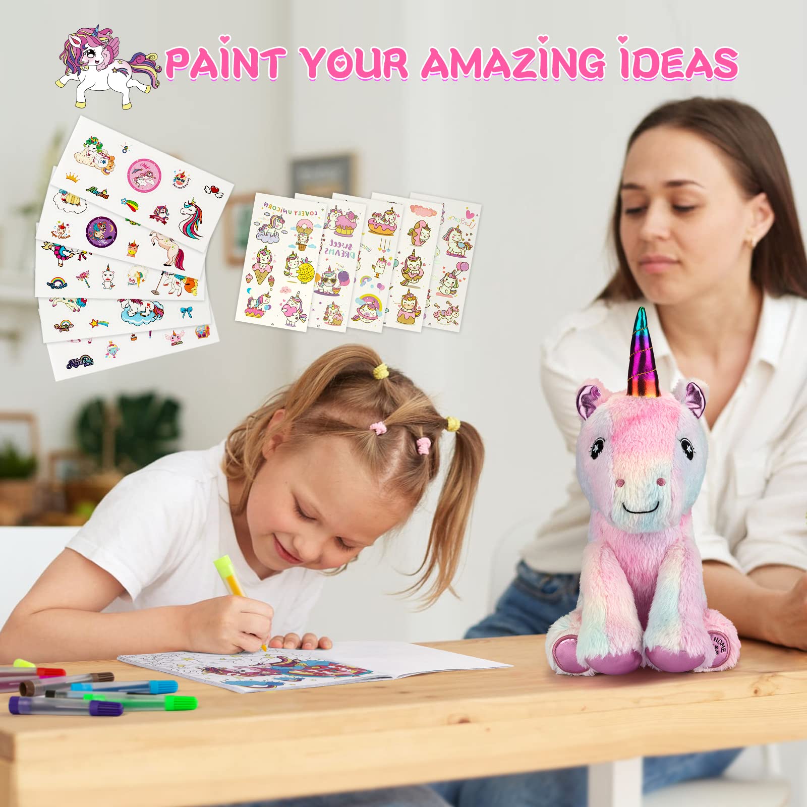 Foto 5 | Set De Regalo Perryhome Unicorn Para Niñas Con Peluche, Libro Para Colorear - Venta Internacional.