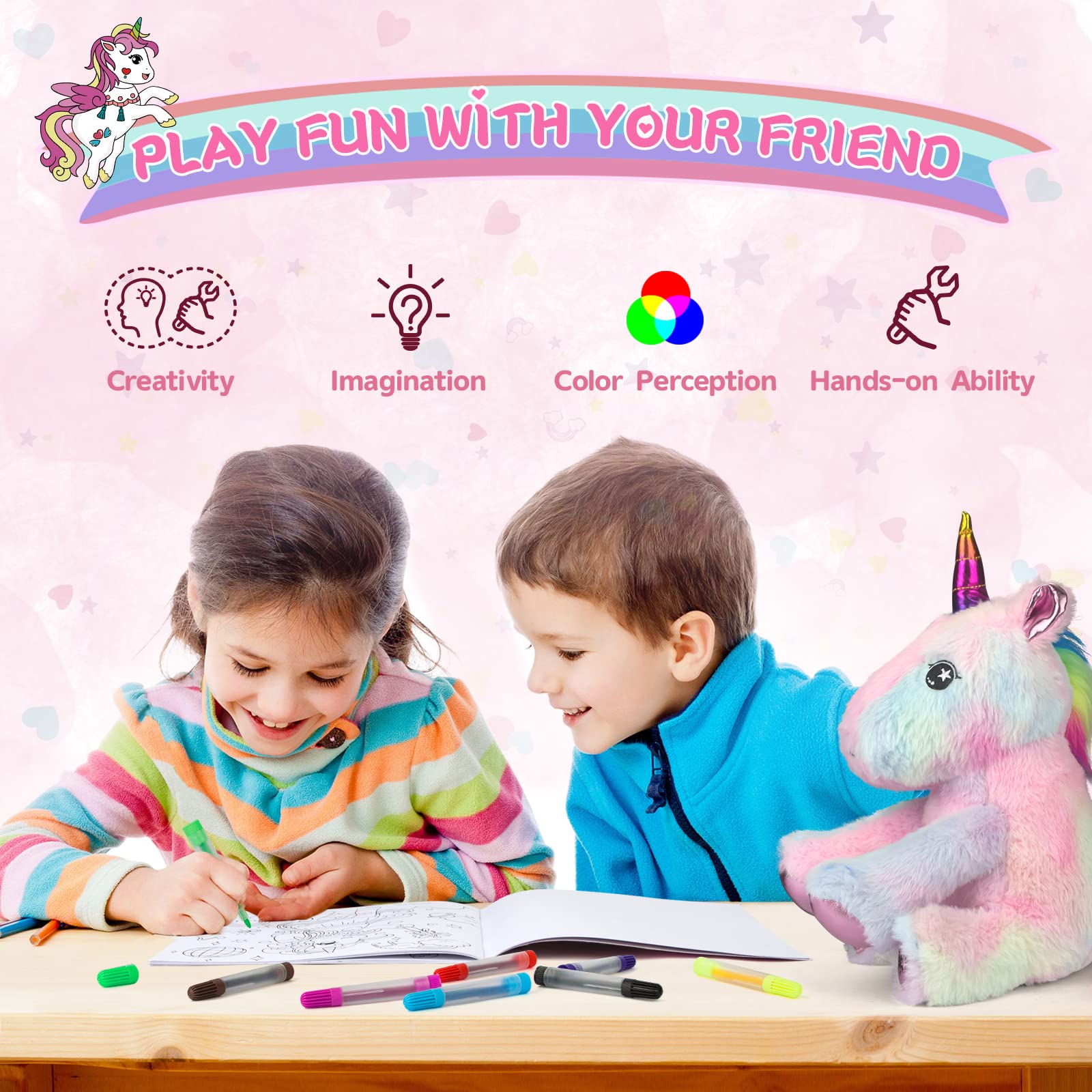 Foto 6 | Set De Regalo Perryhome Unicorn Para Niñas Con Peluche, Libro Para Colorear - Venta Internacional.