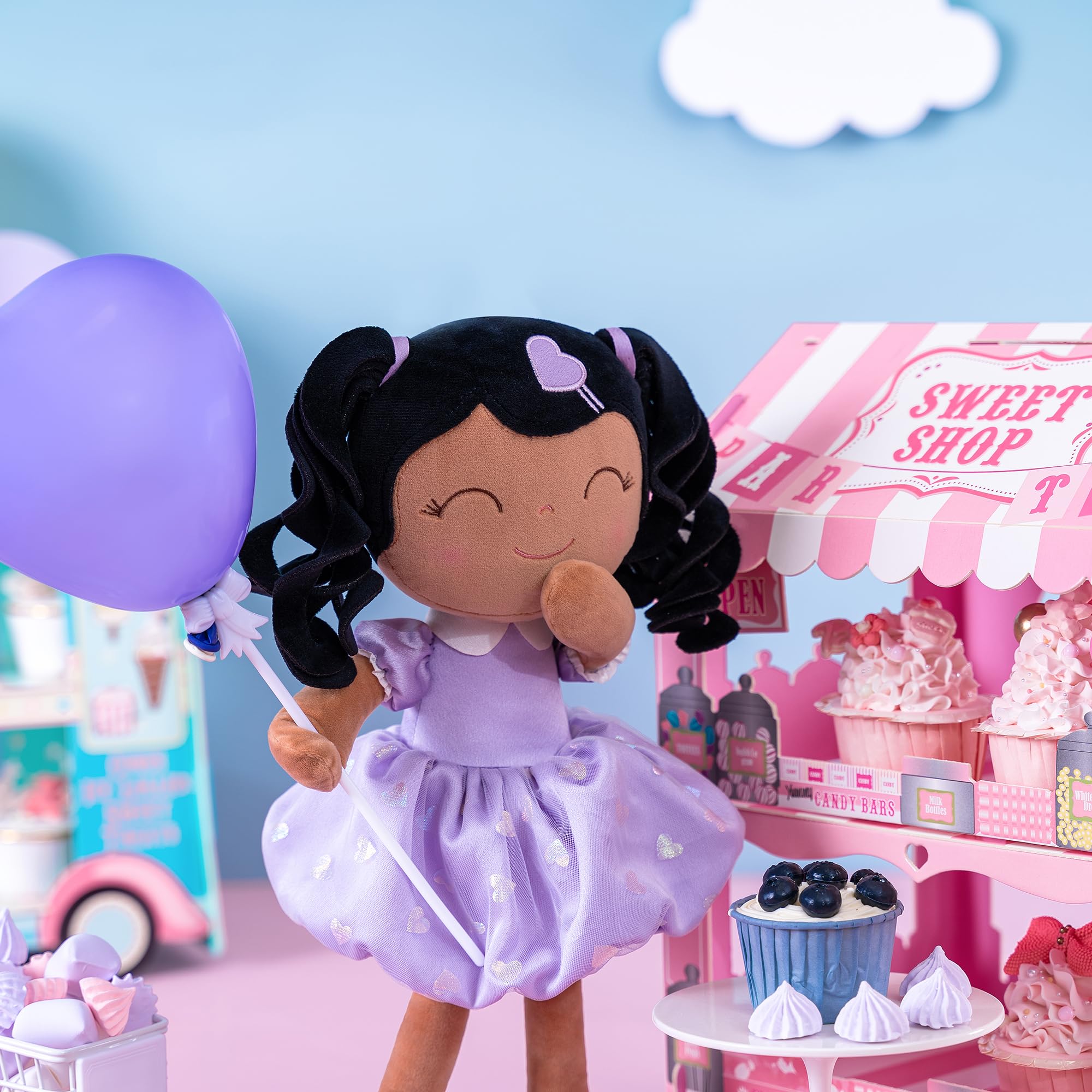 Foto 4 | Muñeca De Peluche Gloveleya Curly Girl 16, Color Morado Con Regalo De Amor - Venta Internacional.