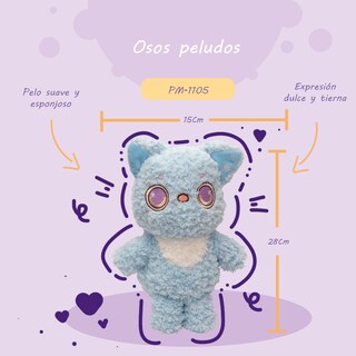 Foto 2 | Oso De Peluche Azul Tierno Pelaje Colorido Y Divertido Detalle