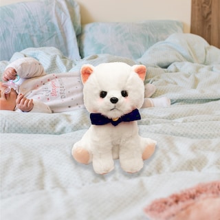 Foto 4 | Perrito de Peluche Blanco Sentado con Moño Azul