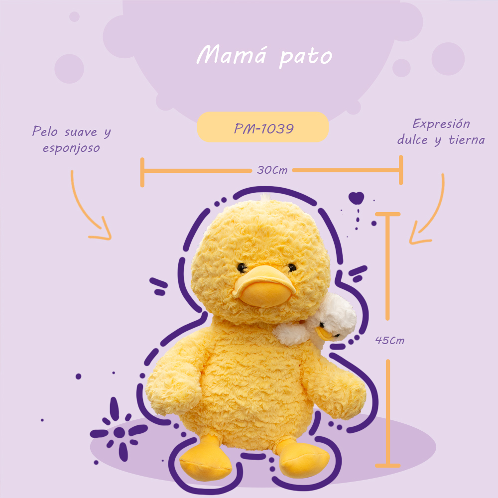 Foto 3 pulgar | Pato De Peluche Con Patito En Hombro Tierno Y Esponjoso