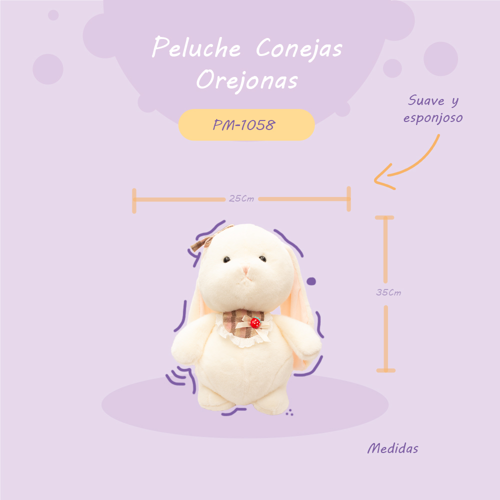 Foto 2 | Conejito De Peluche Vintage 35cm Suave Y Esponjoso Color Blanco