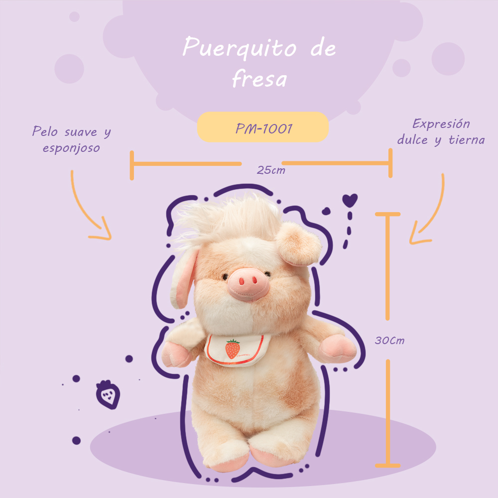 Foto 3 pulgar | Puerquito De Peluche Con Babero Ultra Suave Y Esponjoso