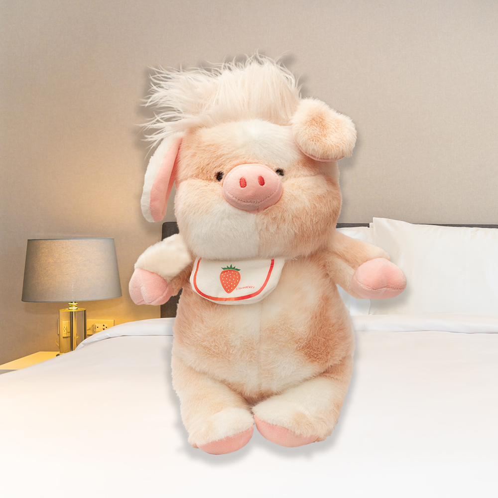 Foto 5 pulgar | Puerquito De Peluche Con Babero Ultra Suave Y Esponjoso