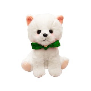 Foto 1 | Perrito de Peluche Blanco Sentado con Moño Verde