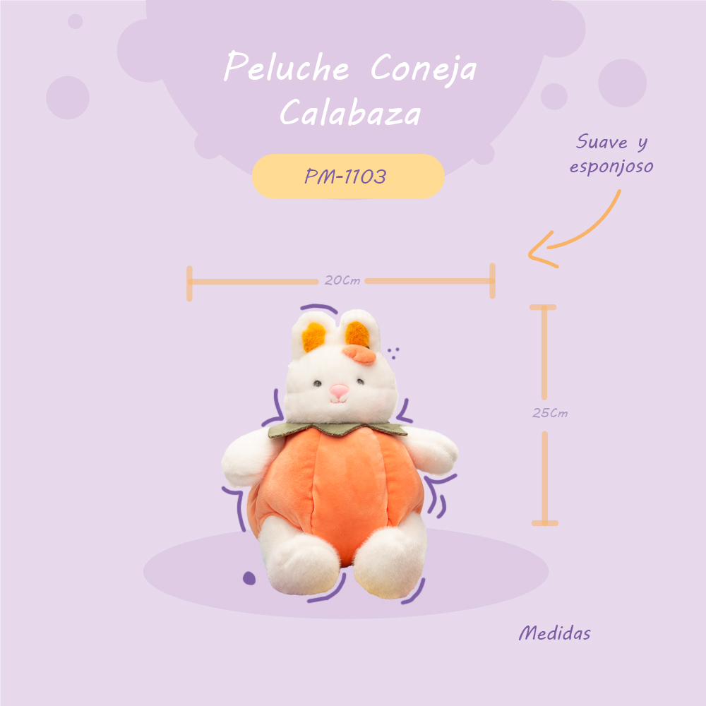 Foto 3 pulgar | Peluche De Conejito Disfraz De Calabaza Suave Y Esponjoso