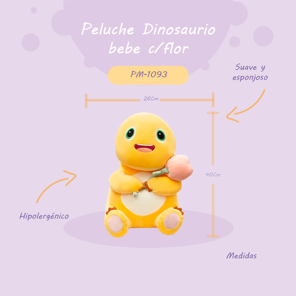 Foto 3 pulgar | Dinosaurio de Peluche con Flor Amarillo
