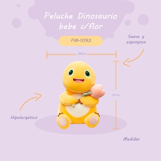 Foto 2 | Dinosaurio de Peluche con Flor Amarillo
