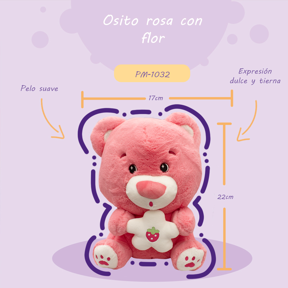 Foto 3 pulgar | Oso Tierno De Peluche Con Flor Super Suave Y Esponjoso 22cm