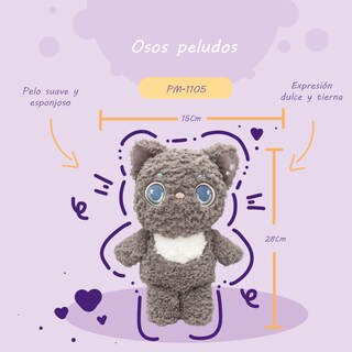 Foto 2 | Oso De Peluche Gris Tierno Pelaje Colorido Y Divertido Detalle