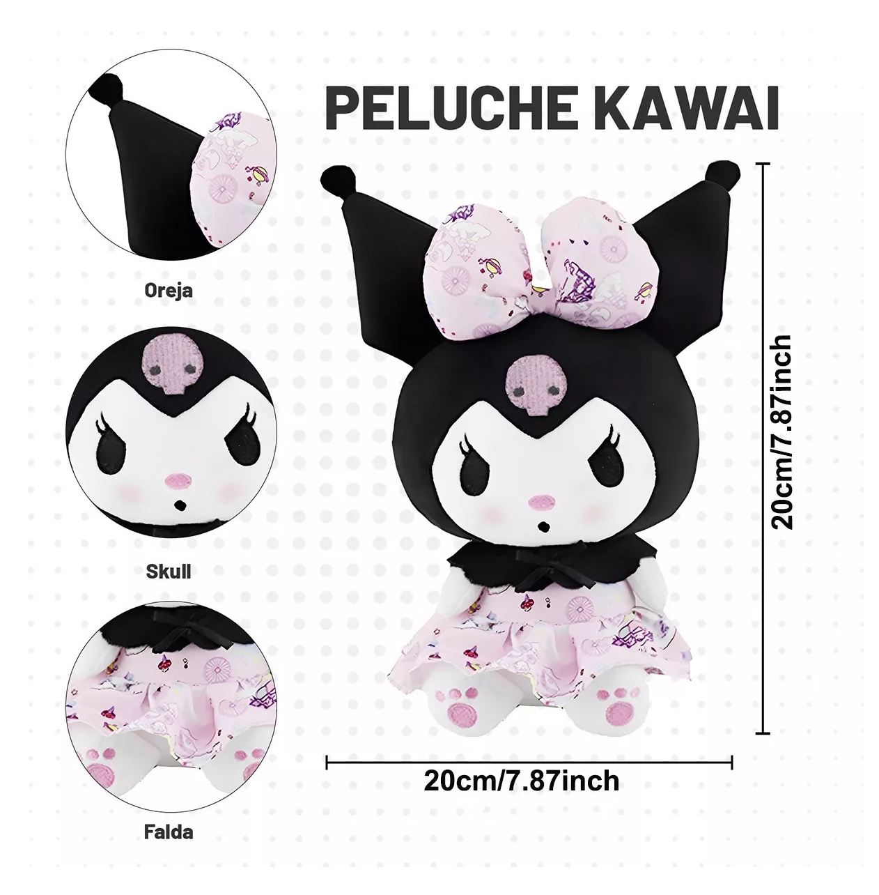 Foto 2 | Peluche Kuromi Lovely 2 piezas Rosa y Morado con Falda