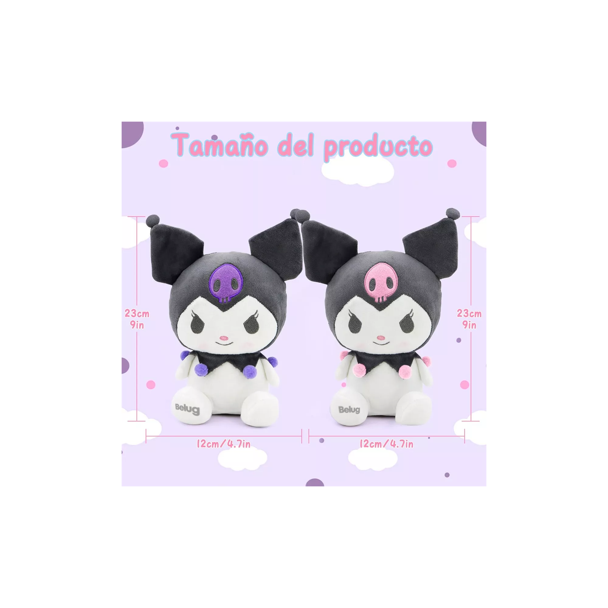Foto 4 pulgar | Peluche Kuromi Lovely 2 piezas Rosa y Morado