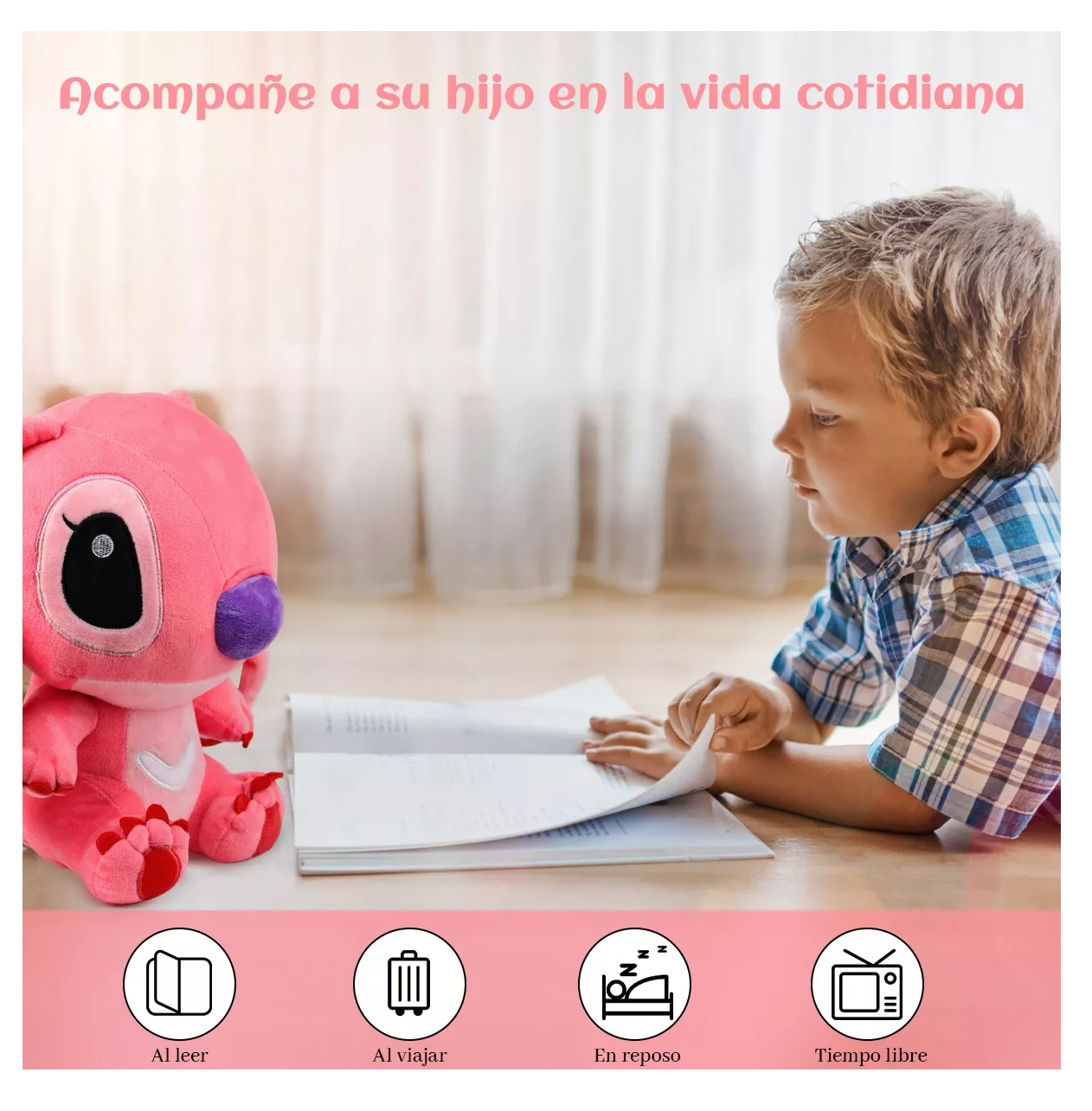 Foto 6 pulgar | Peluche Stitch Ángela Kawaii 35 cm Rosa