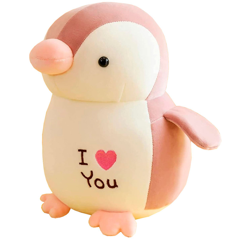 Peluche Generico Pingüino Te Amo Rosa 20 Cm