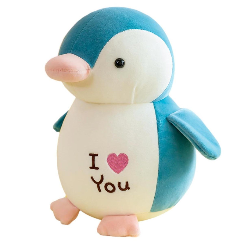 Peluche Generico Pingüino Te Amo Azul 20 Cm