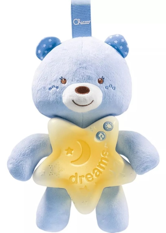 Osito Peluche Colgante Chicco Buenas Noches Luz Sonido Azul