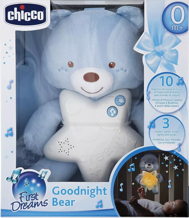 Foto 5 pulgar | Osito Peluche Colgante Chicco Buenas Noches Luz Sonido Azul