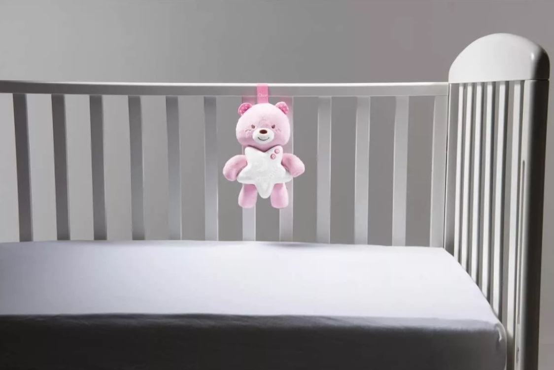 Foto 4 pulgar | Osito Peluche Colgante Chicco Buenas Noches Luz Sonido Rosa